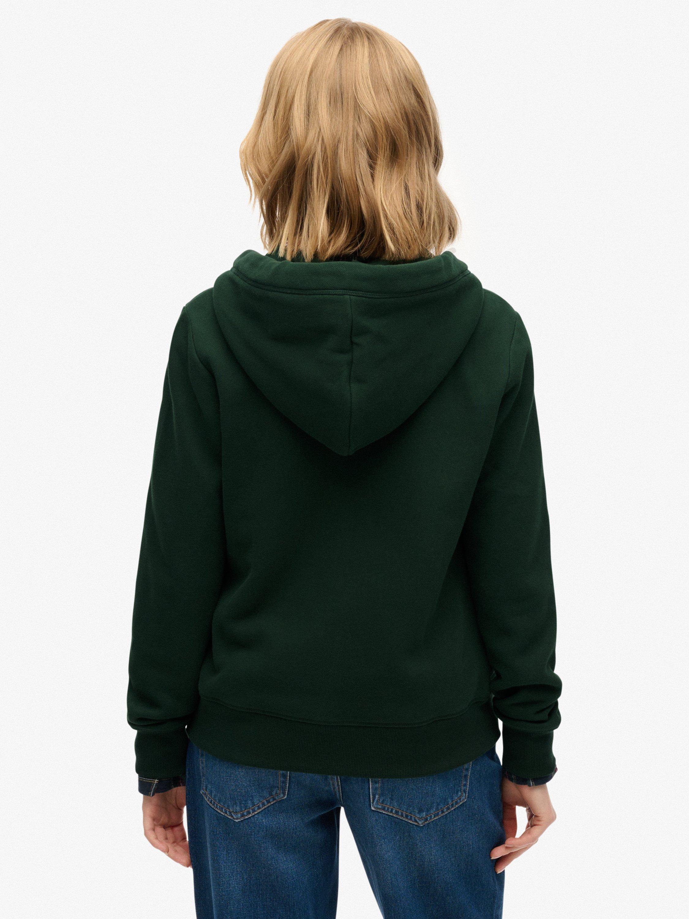 Product image 2 of 6, which shows Superdry Athletic Essentials Logo Zip Hoodie, Green, 8