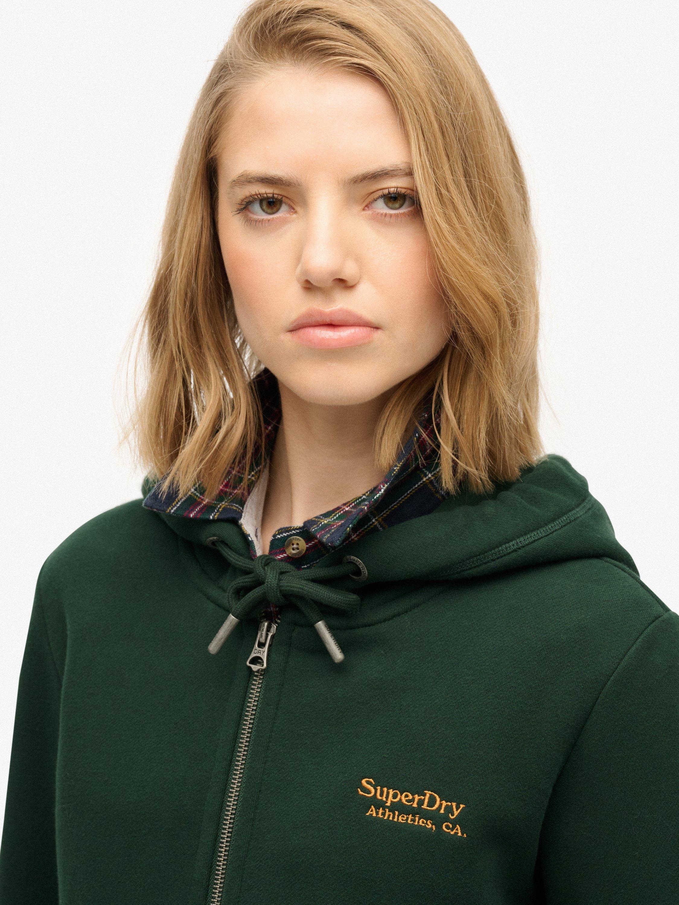 Product image 5 of 6, which shows Superdry Athletic Essentials Logo Zip Hoodie, Green, 8