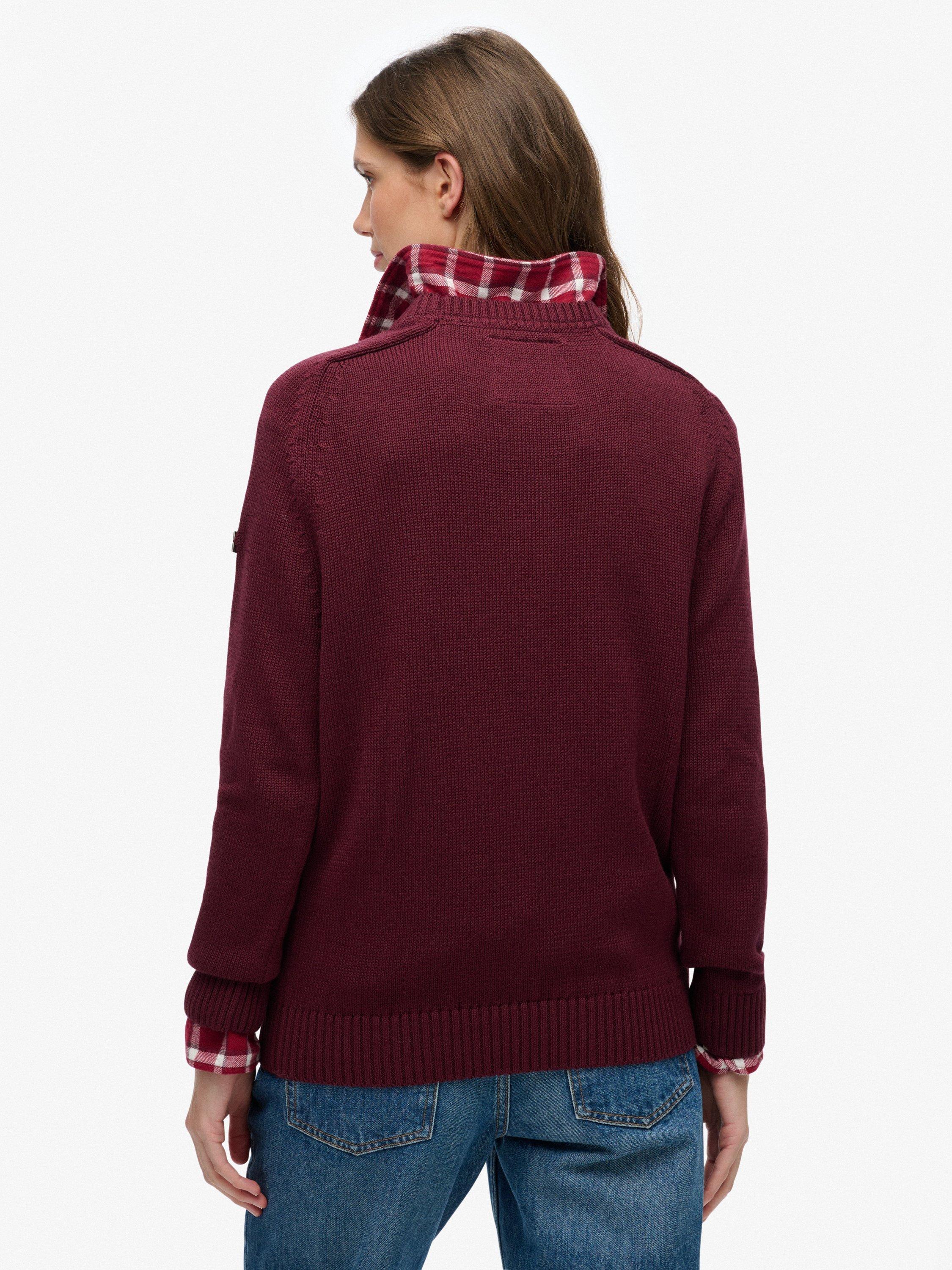 Product image 2 of 5, which shows Superdry Slouchy Knitted Crew Sweatshirt, Port Red, 12