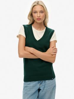 Superdry Athletic Essentials Heritage Knitted Tank Top, Enamel Green