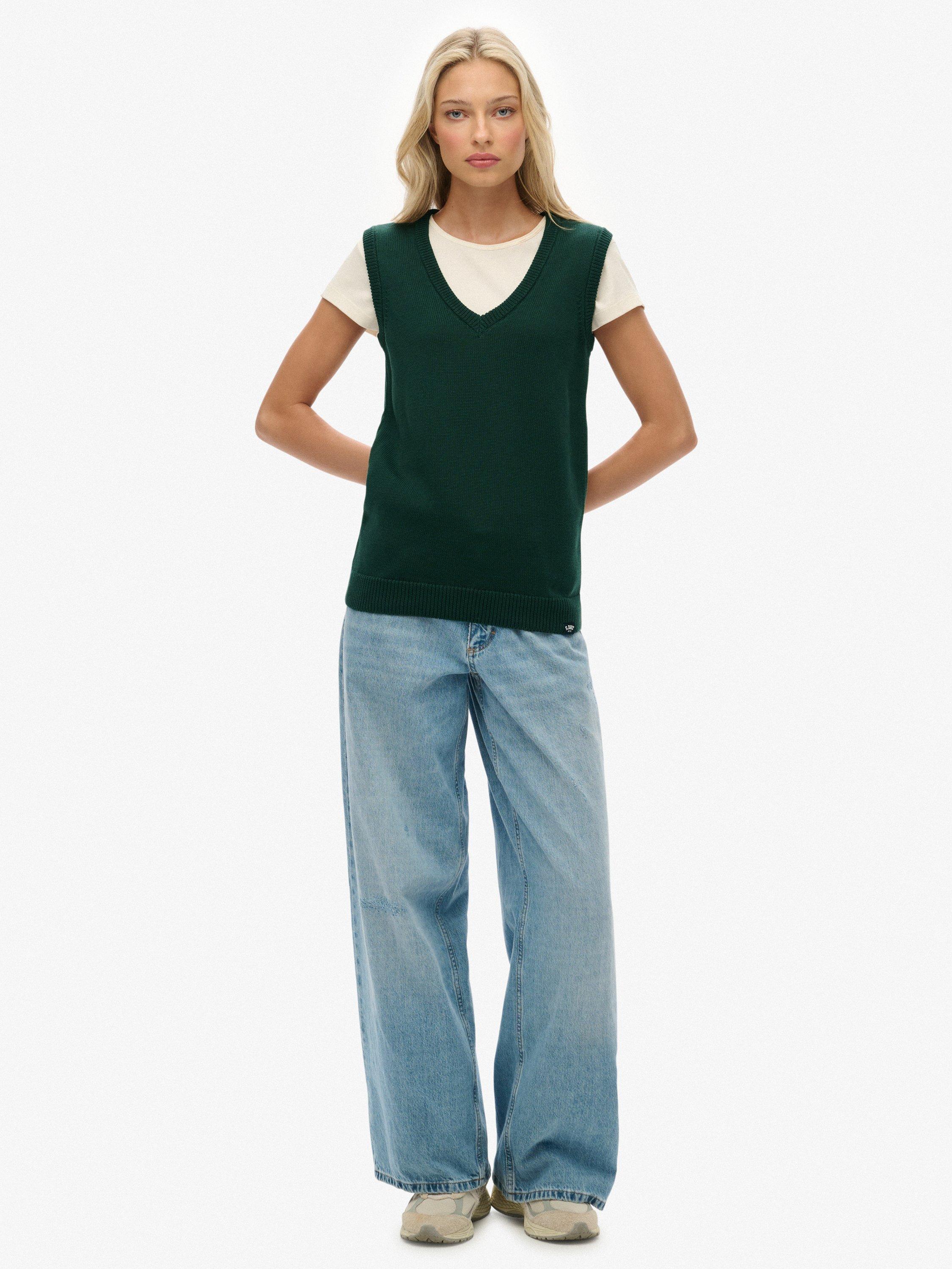 Product image 3 of 5, which shows Superdry Athletic Essentials Heritage Knitted Tank Top, Enamel Green, 6