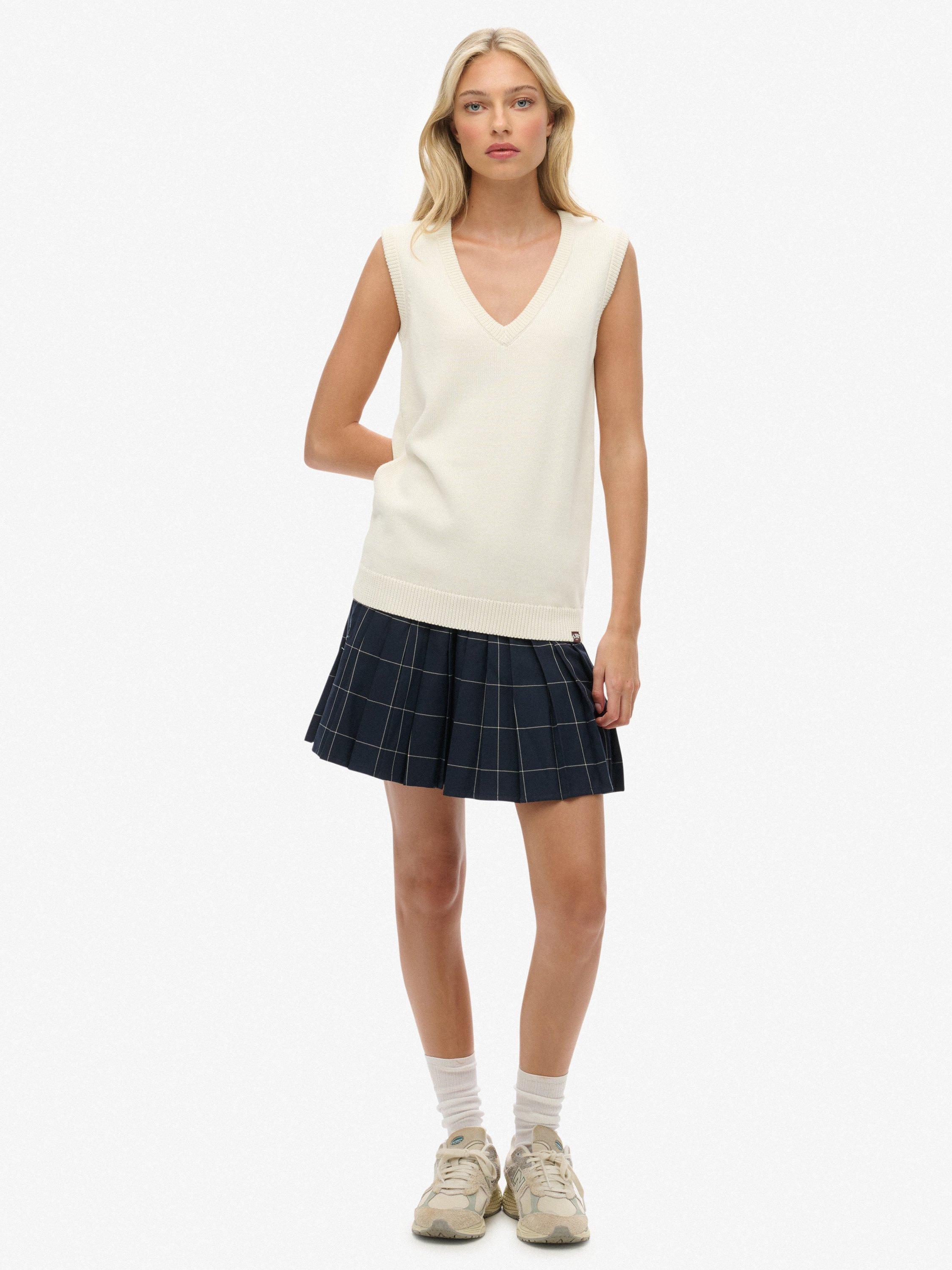 Product image 3 of 5, which shows Superdry Athletic Essentials Heritage Knitted Tank Top, Desert Bone Offwhite, 6