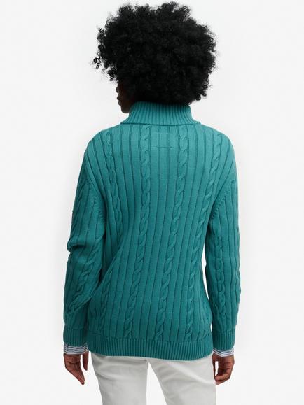 Superdry Slouchy Cable Knit Half Zip Jumper, Eclipse Navy - view 2, Teal