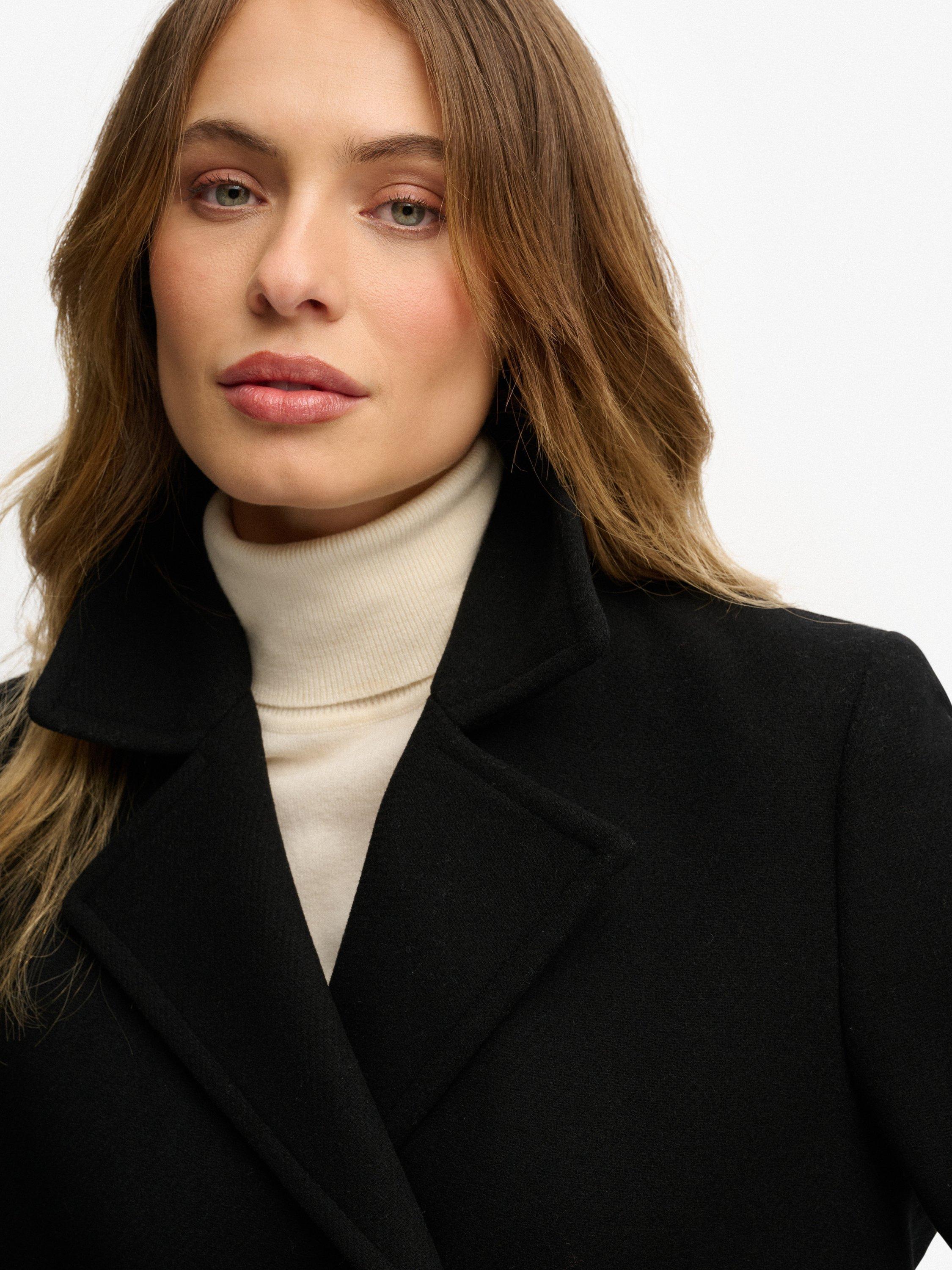 Product image 5 of 6, which shows Superdry Double Breasted Wool Rich Peacoat, Black, 8