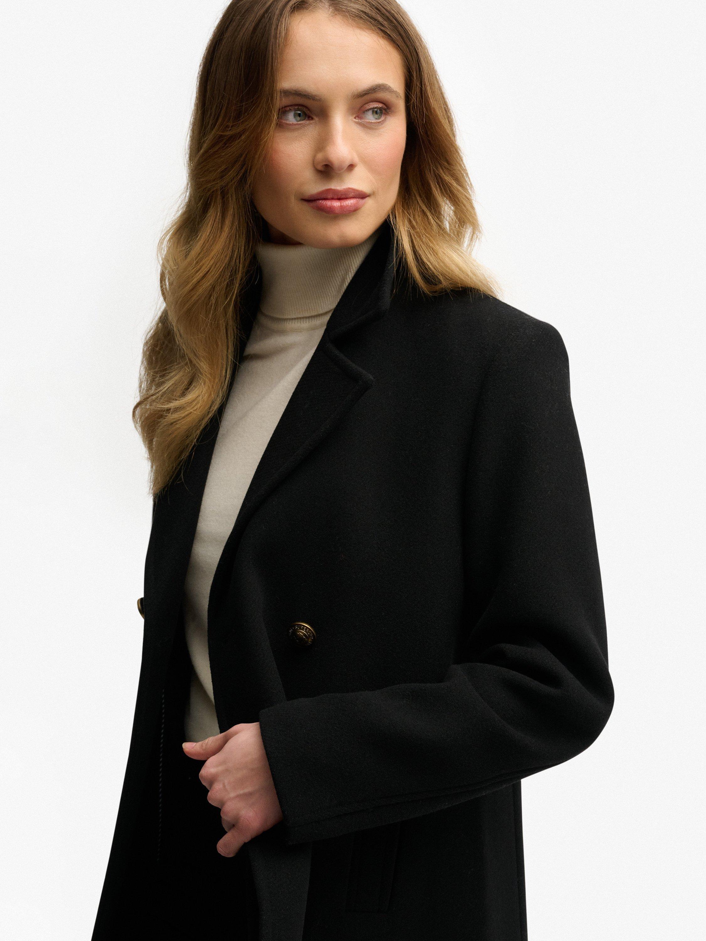 Product image 6 of 6, which shows Superdry Double Breasted Wool Rich Peacoat, Black, 8