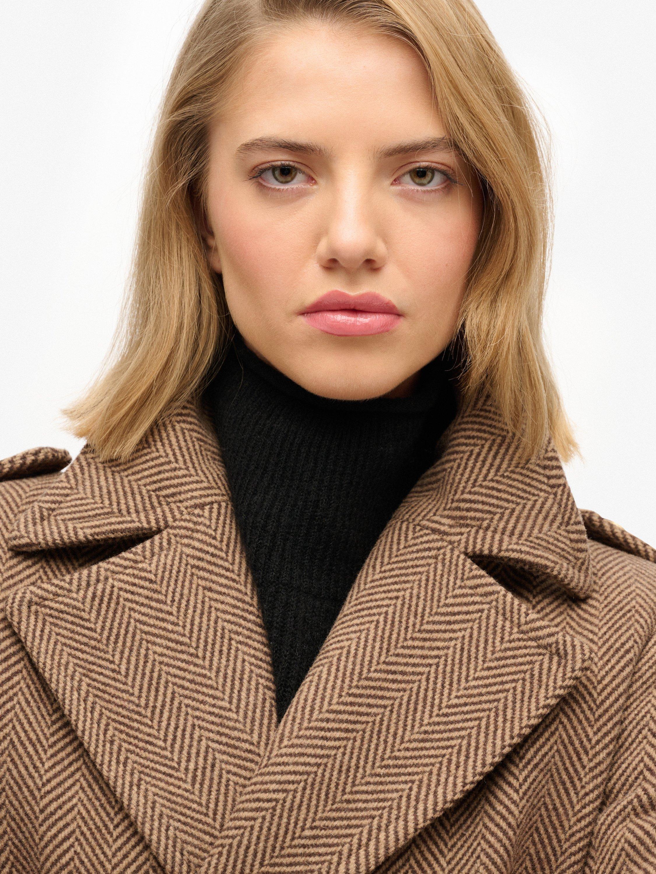 Product image 4 of 5, which shows Superdry Double Breasted Wool Rich Coat, Camelbrwnherringbone, 8