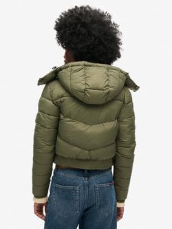 Superdry Crop Hooded Fuji Jacket, Dusty Olive Green - view 2, Dusty Olive Green