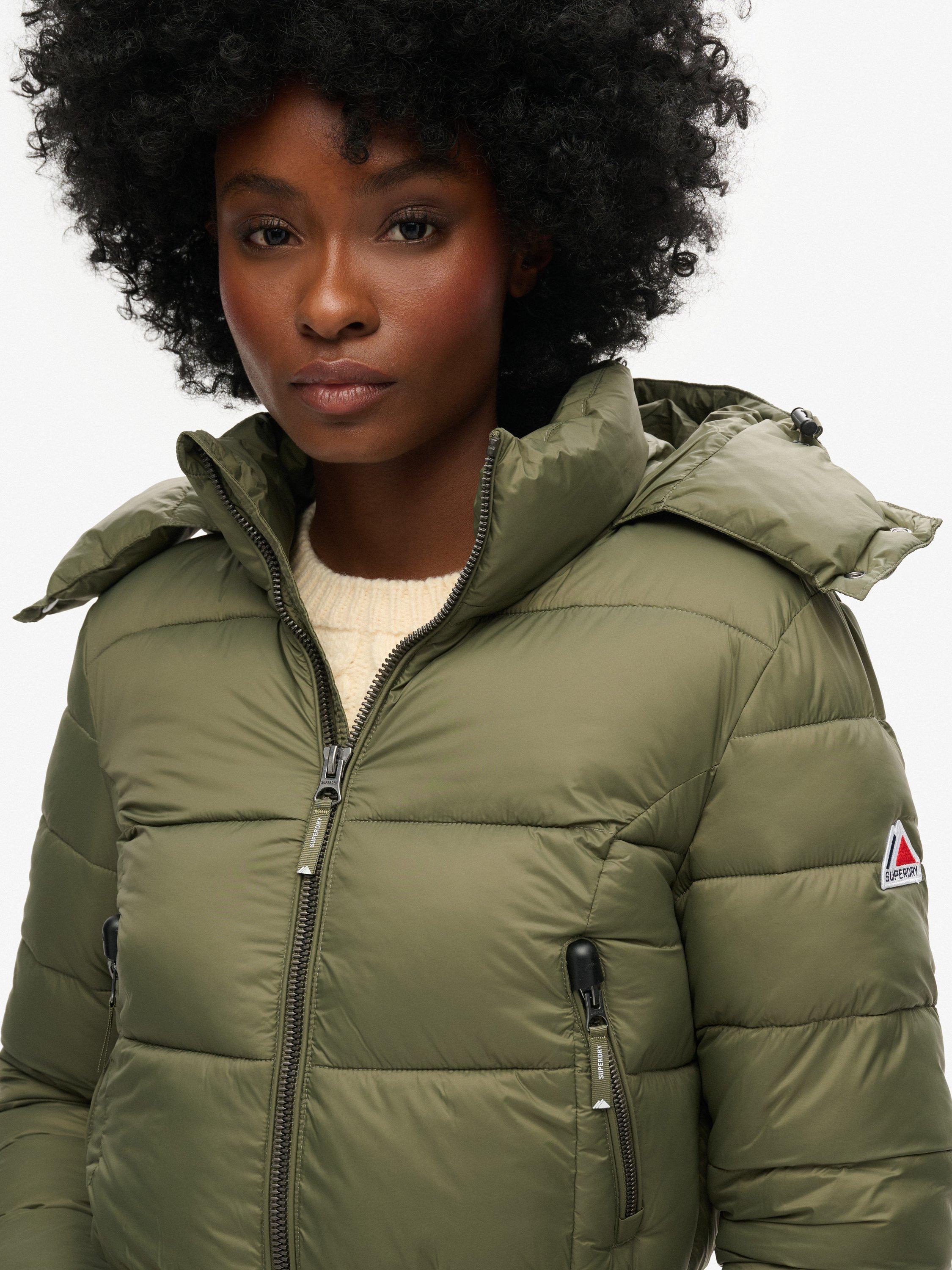 Product image 4 of 5, which shows Superdry Crop Hooded Fuji Jacket, Dusty Olive Green, 8