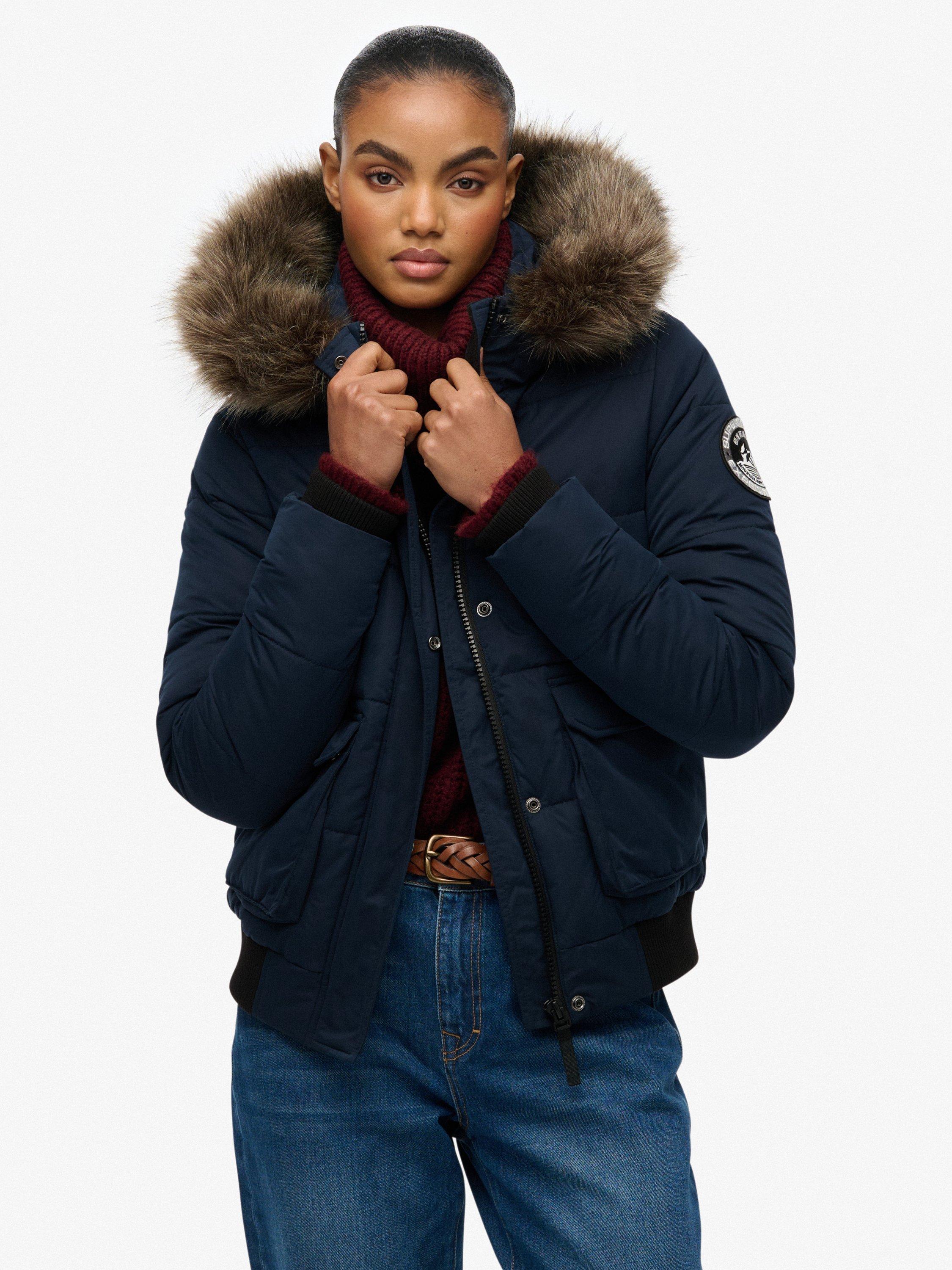Product image 1 of 7, which shows Superdry Everest Ella Bomber Jacket, Eclipse Navy, 8
