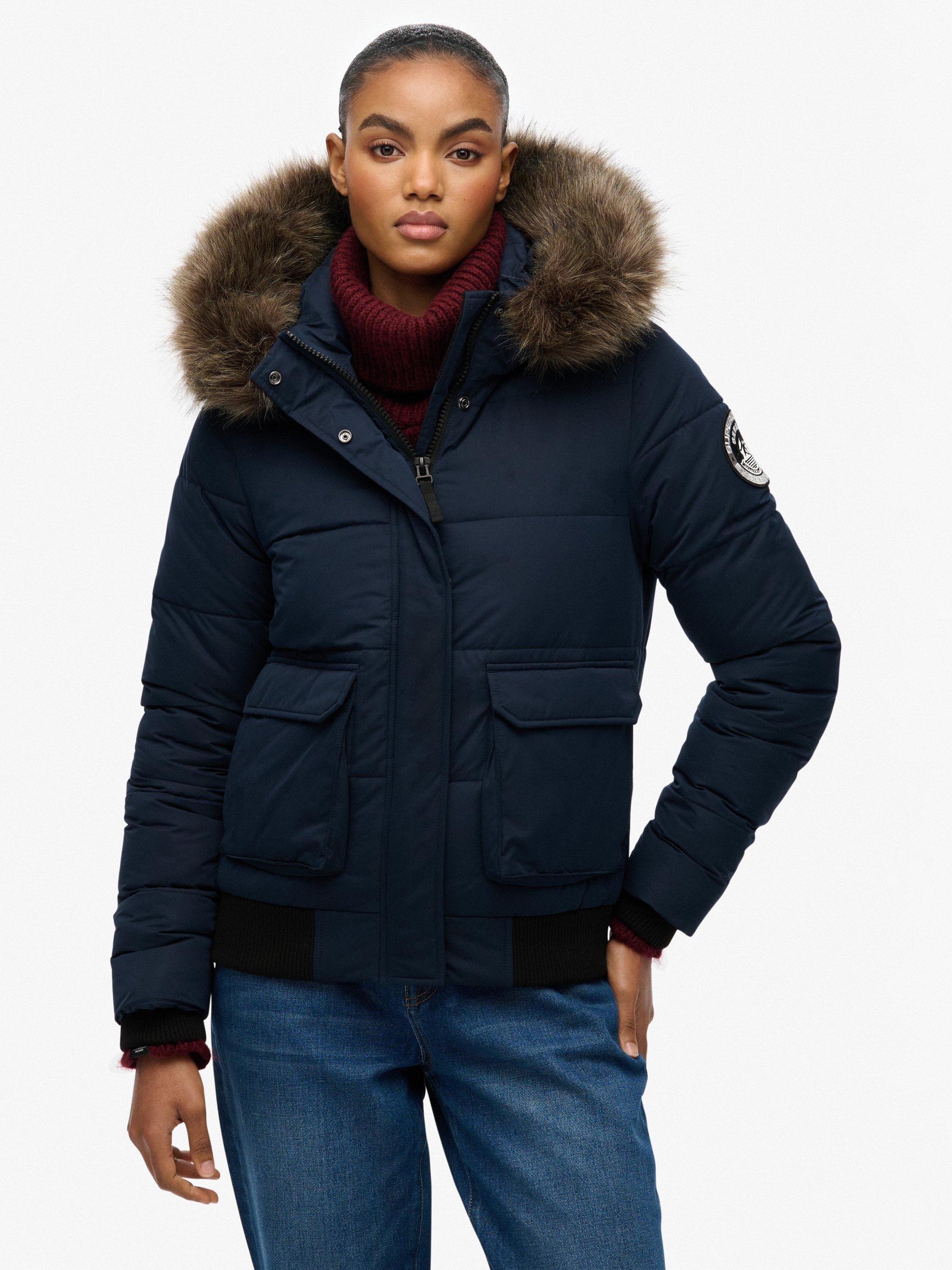 Product image 4 of 7, which shows Superdry Everest Ella Bomber Jacket, Eclipse Navy, 8
