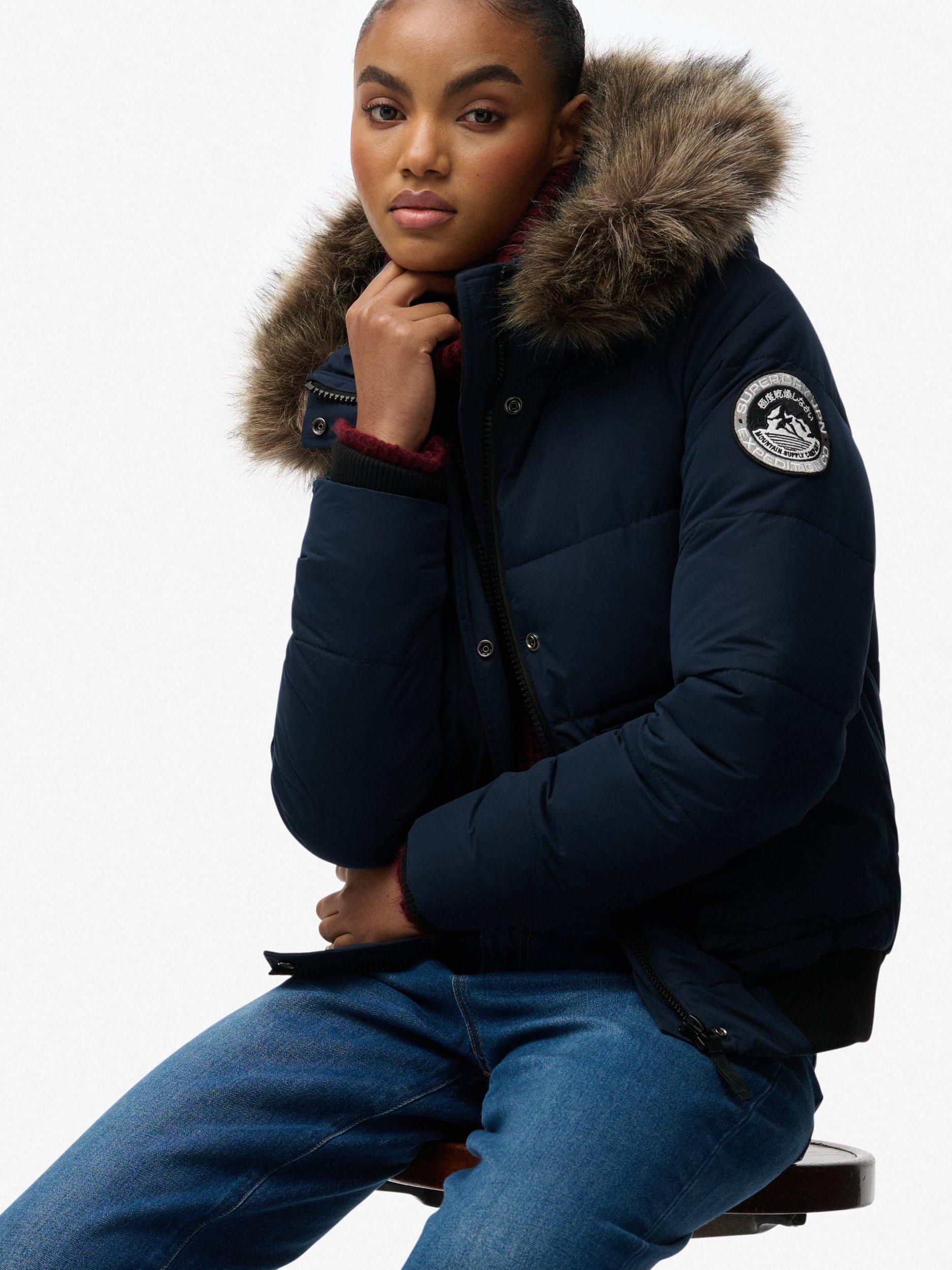 Product image 5 of 7, which shows Superdry Everest Ella Bomber Jacket, Eclipse Navy, 8