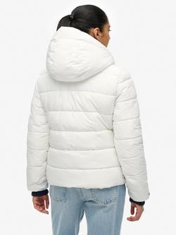 Superdry Hooded Spirit Sports Puffer Jacket, Optic - view 2, Optic