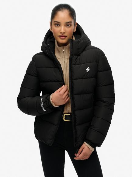 Superdry Hooded Spirit Sports Puffer Jacket, Black, Black