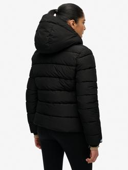 Superdry Hooded Spirit Sports Puffer Jacket, Black - view 2, Black