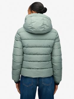 Superdry Hooded Spirit Sports Puffer Jacket, Light Jade Green - view 2, Light Jade Green