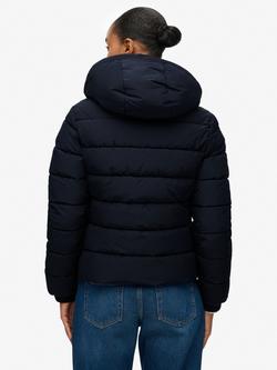 Superdry Hooded Spirit Sports Puffer Jacket, Deep Navy - view 2, Deep Navy