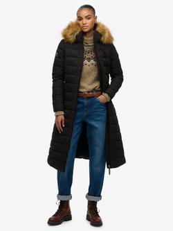 Superdry Arctic Longline Puffer Coat, Black, Black