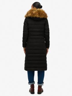 Superdry Arctic Longline Puffer Coat, Black - view 2, Black