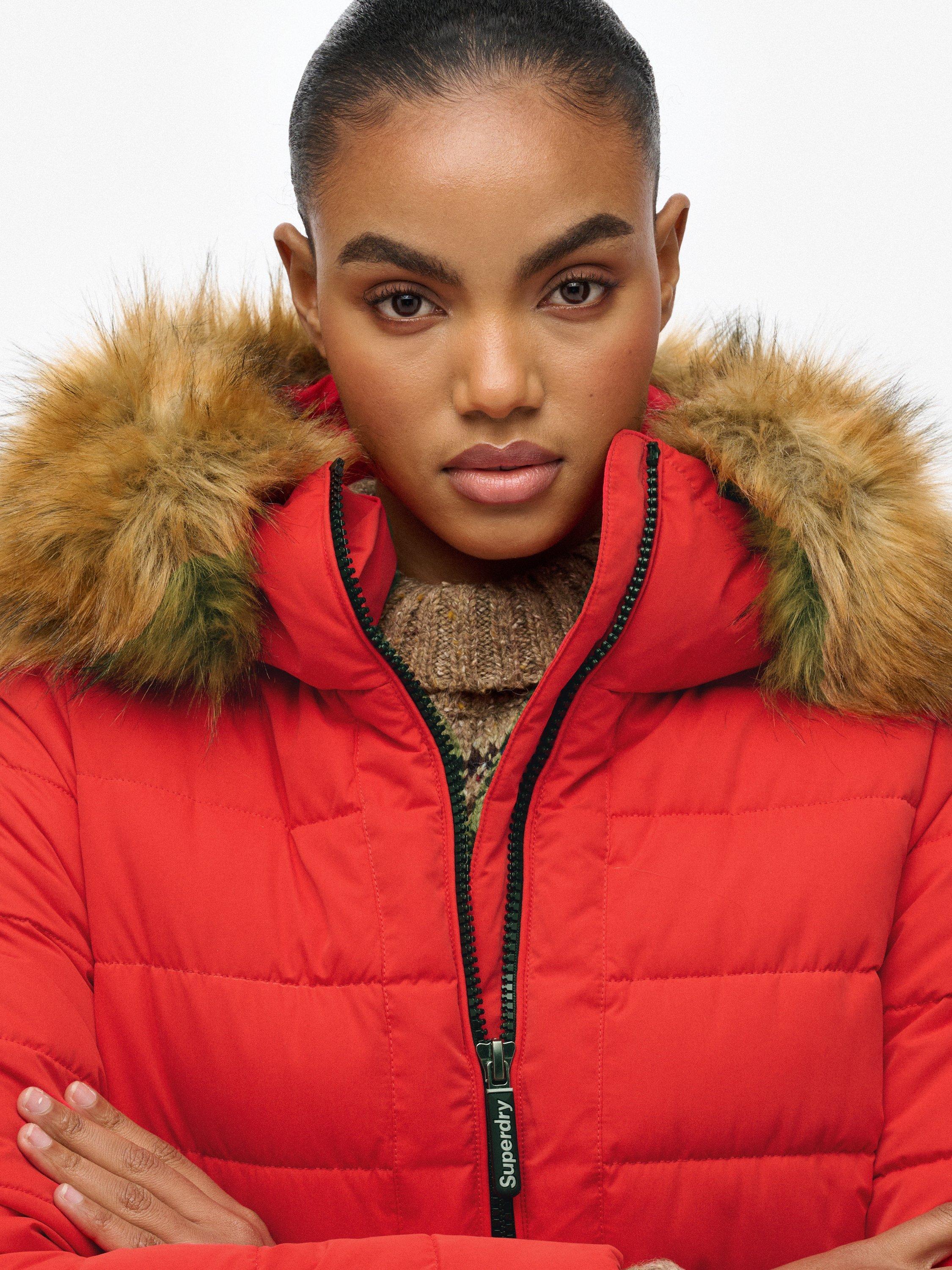 Product image 5 of 7, which shows Superdry Arctic Longline Puffer Coat, High Risk Red, 12