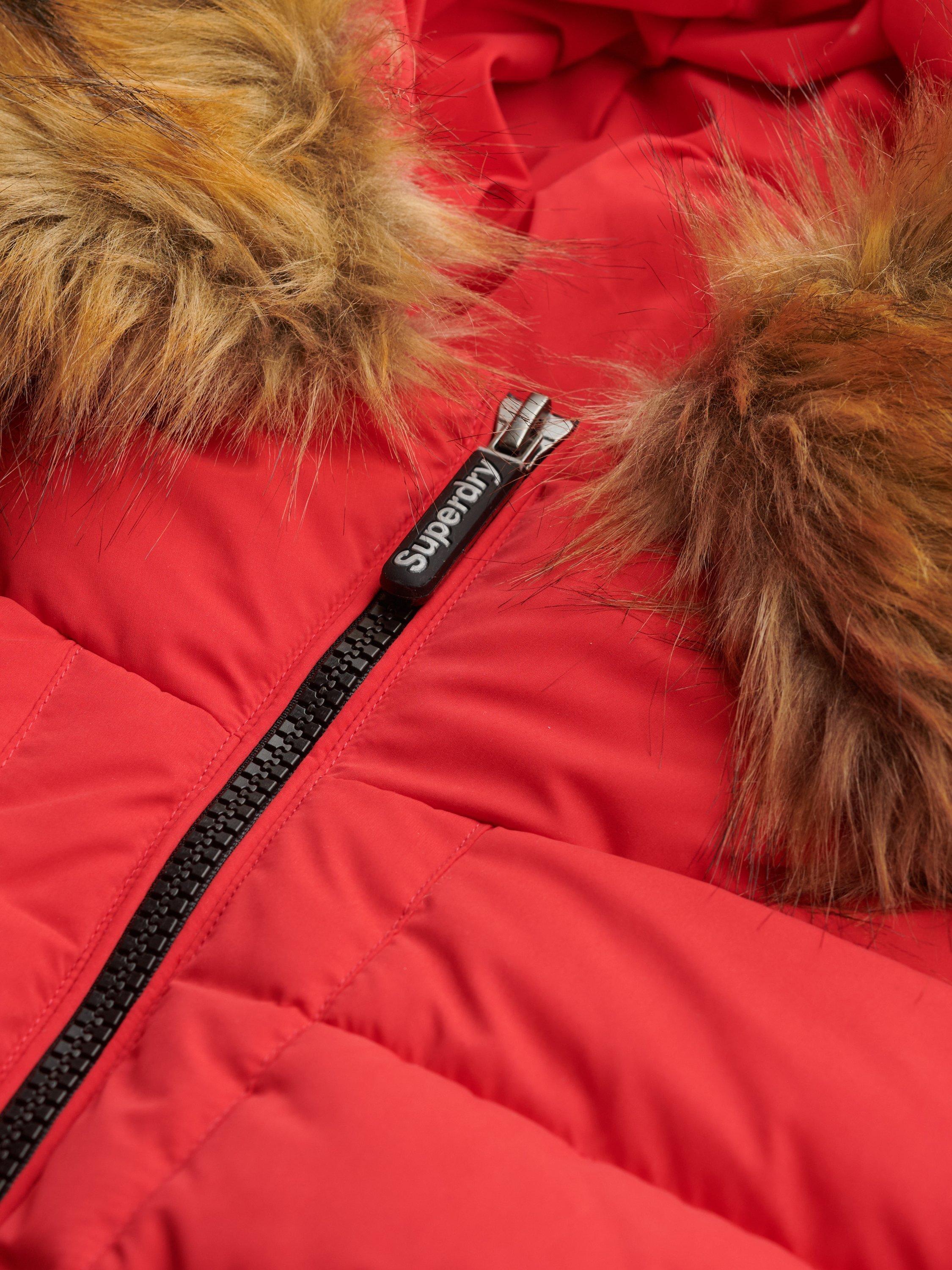 Product image 7 of 7, which shows Superdry Arctic Longline Puffer Coat, High Risk Red, 12