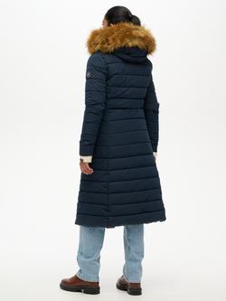 Superdry Arctic Longline Puffer Coat, Navy - view 2, Navy