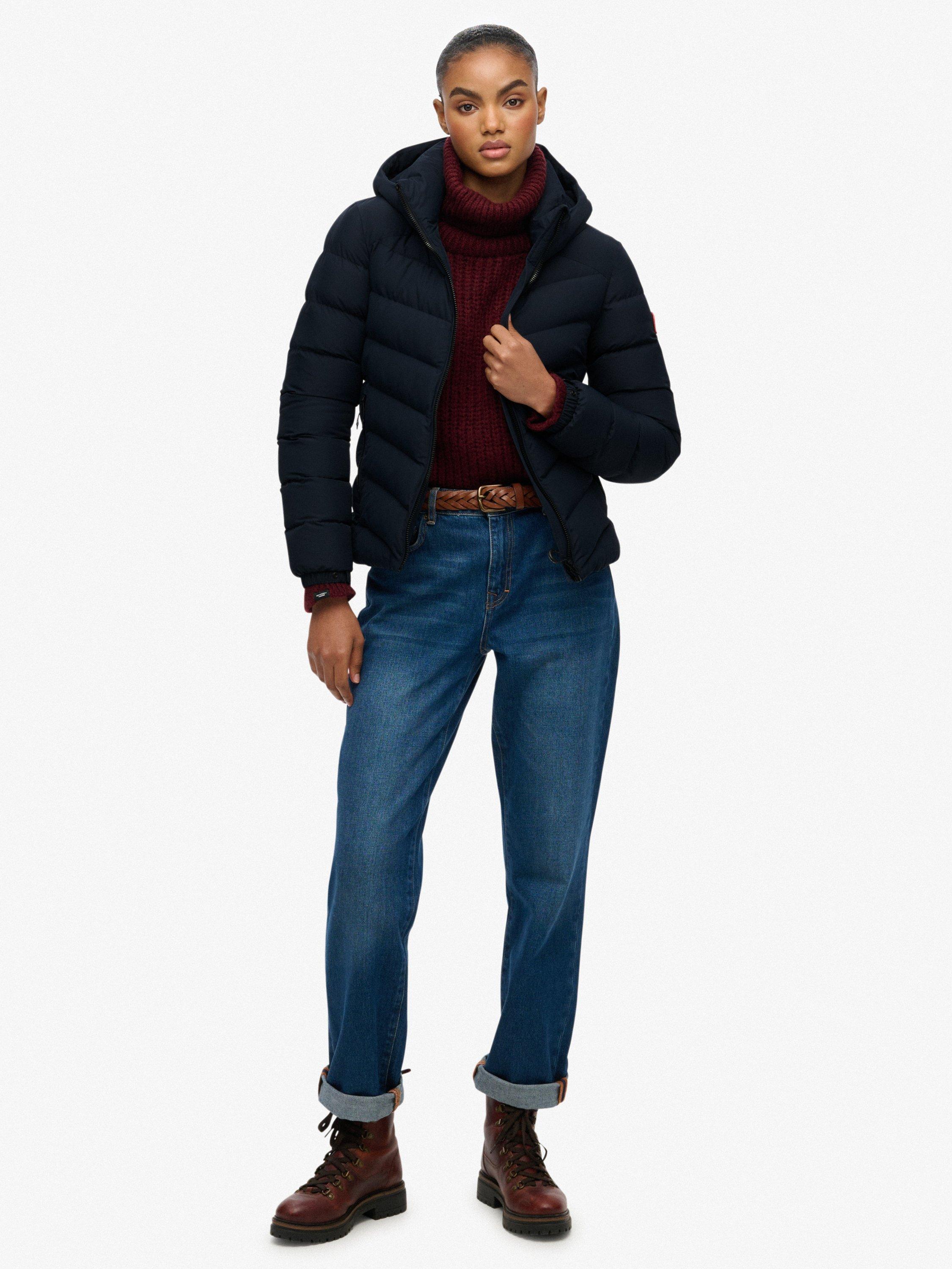 Product image 3 of 7, which shows Superdry Hooded Fuji Padded Jacket, Eclipse Navy, 6