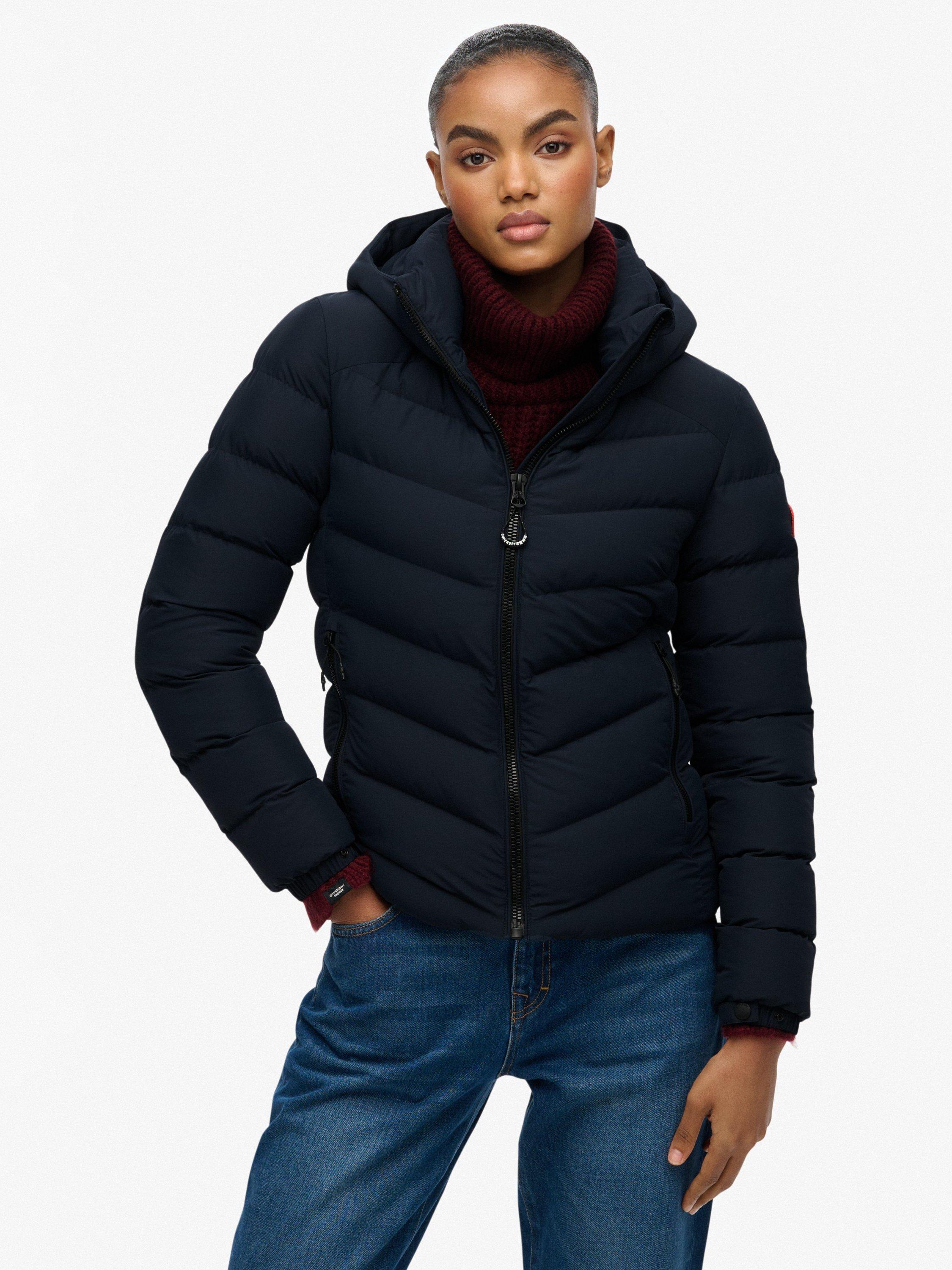 Product image 4 of 7, which shows Superdry Hooded Fuji Padded Jacket, Eclipse Navy, 6
