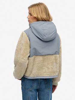 Superdry Super Soft Hybrid Half Zip Jacket, Pelican Beige - view 2, Pelican Beige