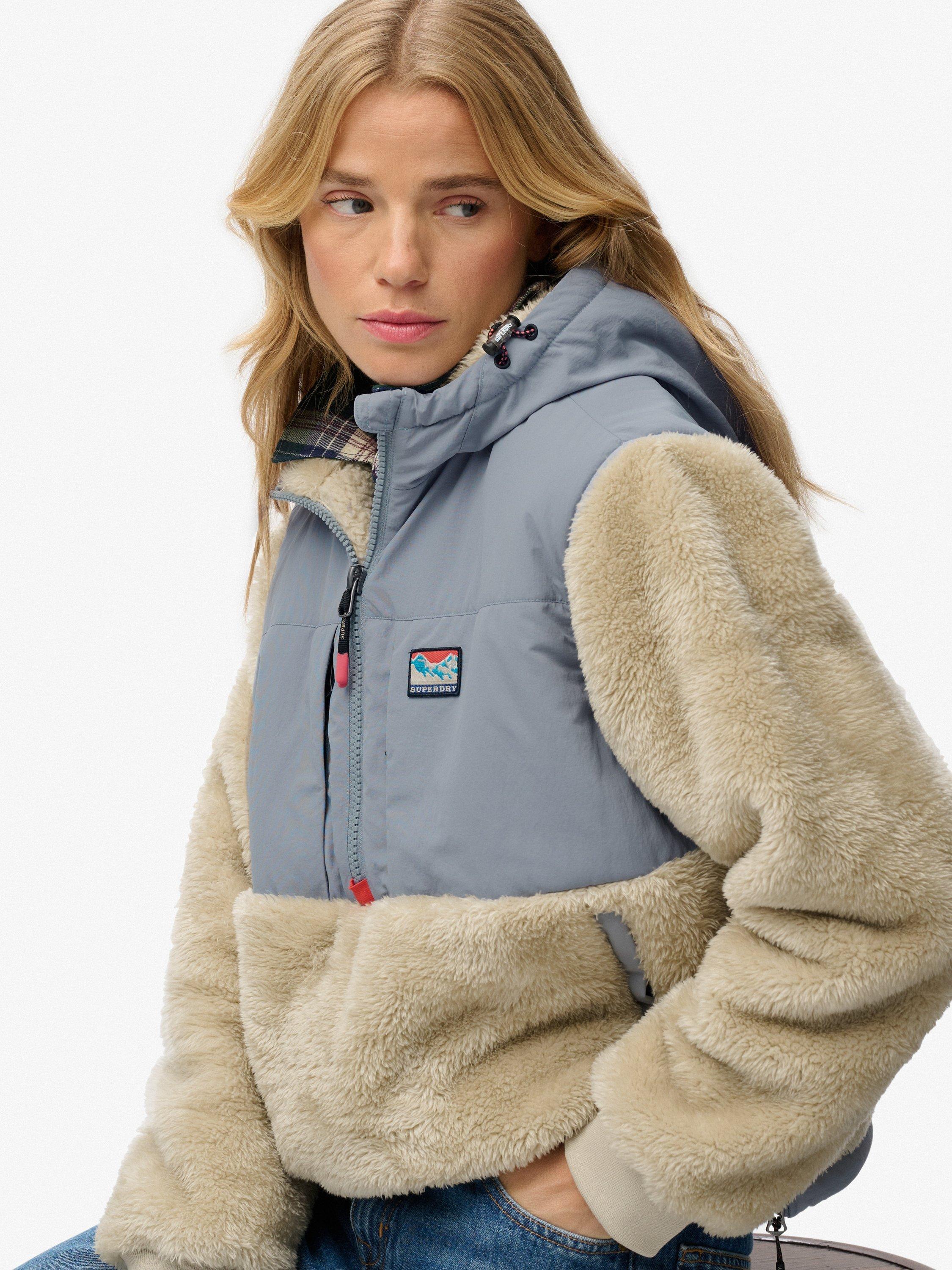 Product image 4 of 5, which shows Superdry Super Soft Hybrid Half Zip Jacket, Pelican Beige, 8