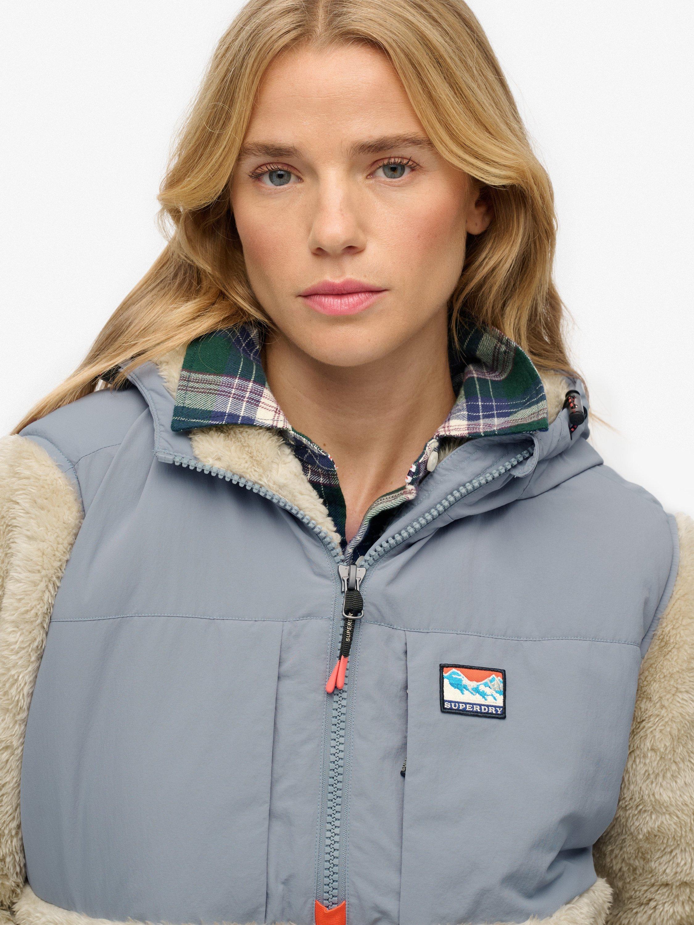 Product image 5 of 5, which shows Superdry Super Soft Hybrid Half Zip Jacket, Pelican Beige, 8