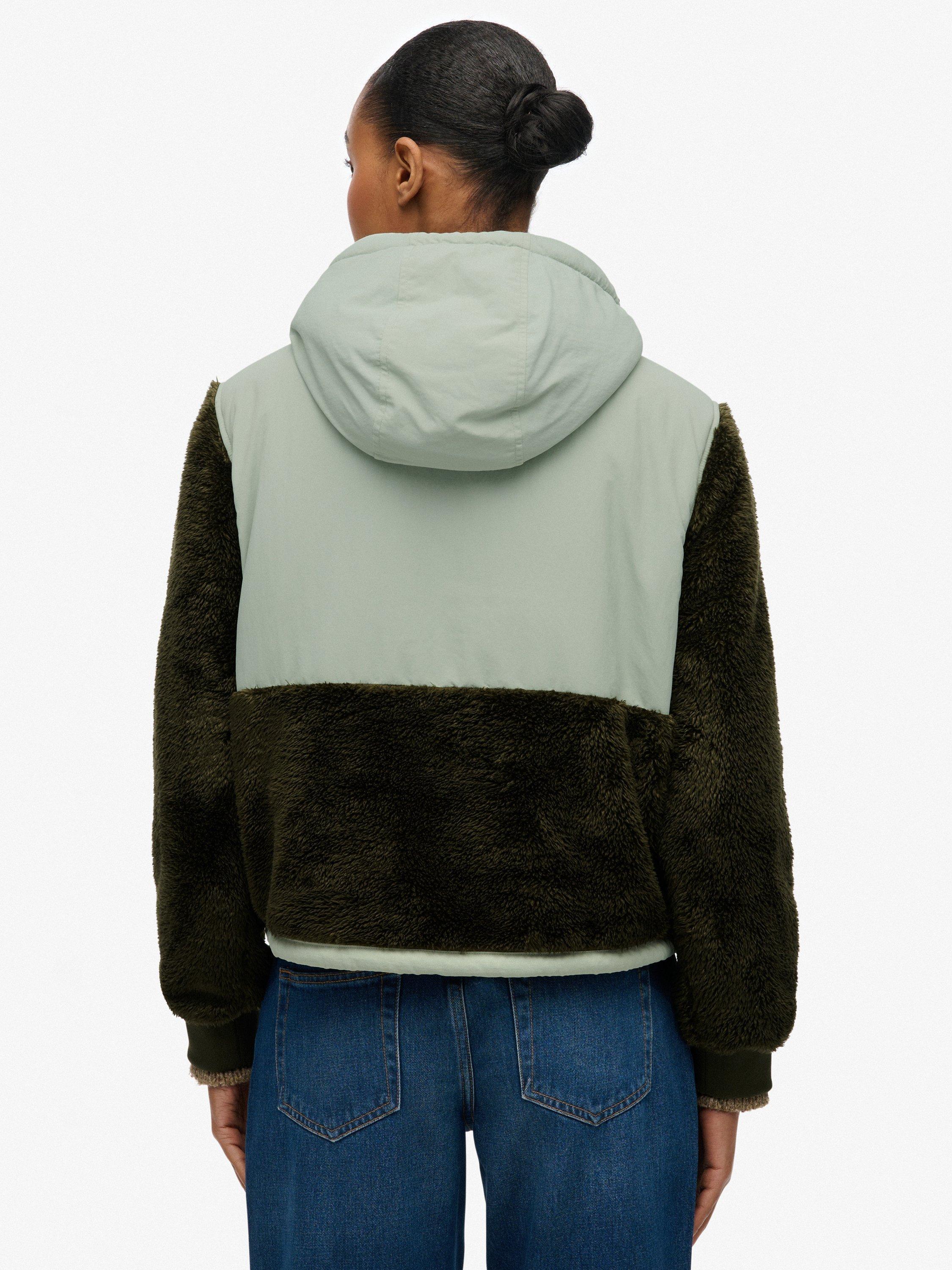 Product image 2 of 5, which shows Superdry Super Soft Hybrid Half Zip Jacket, Army Khaki, 16