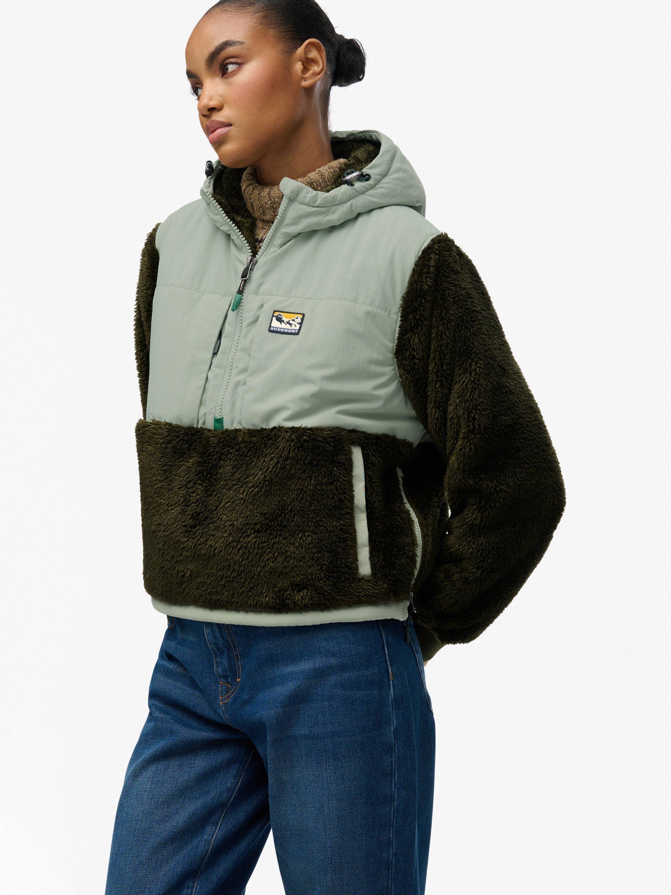 Product image 4 of 5, which shows Superdry Super Soft Hybrid Half Zip Jacket, Army Khaki, 16