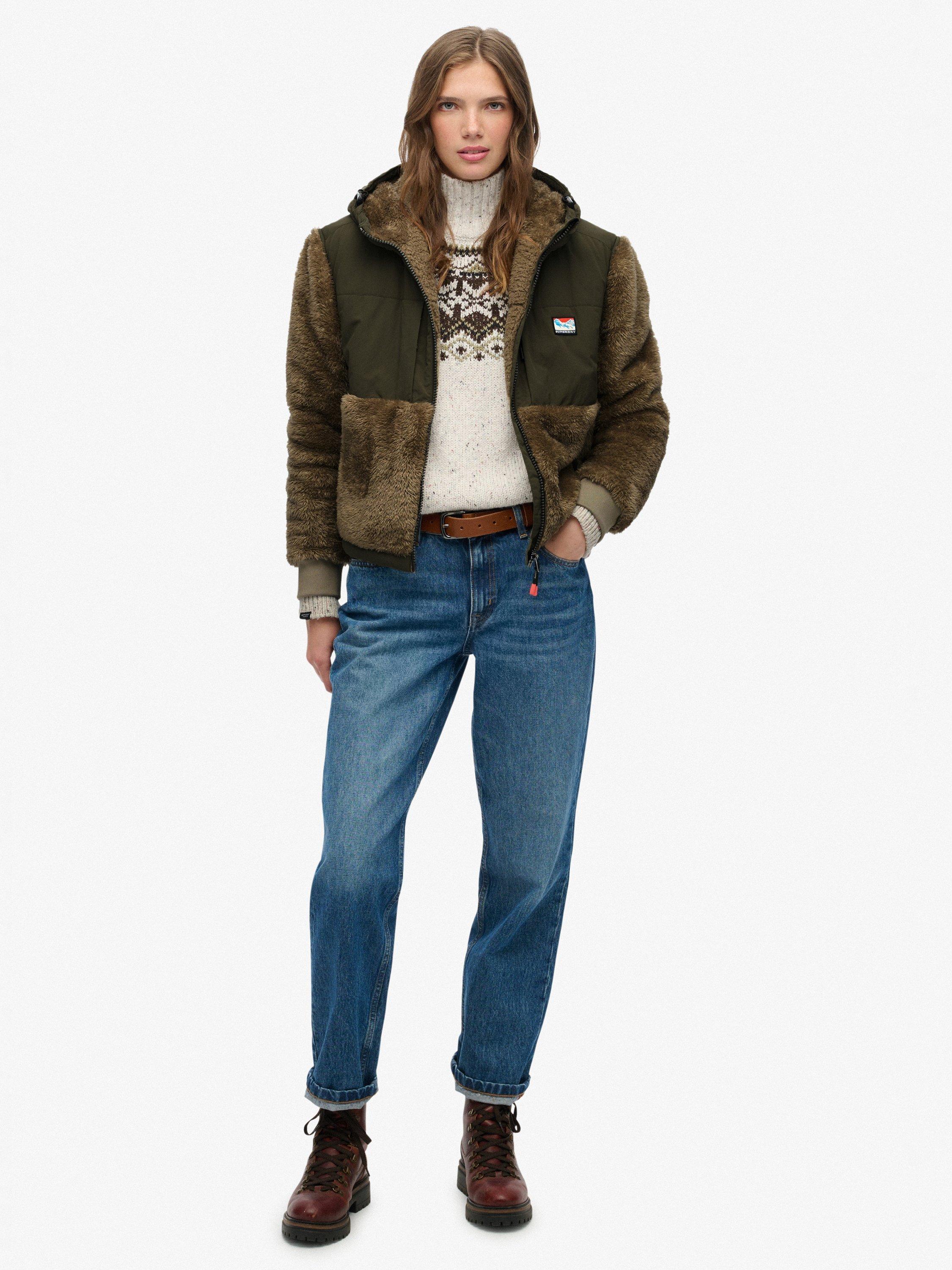 Product image 3 of 6, which shows Superdry Super Soft Hybrid Full Zip Jacket, Winter Twig Beige, 10