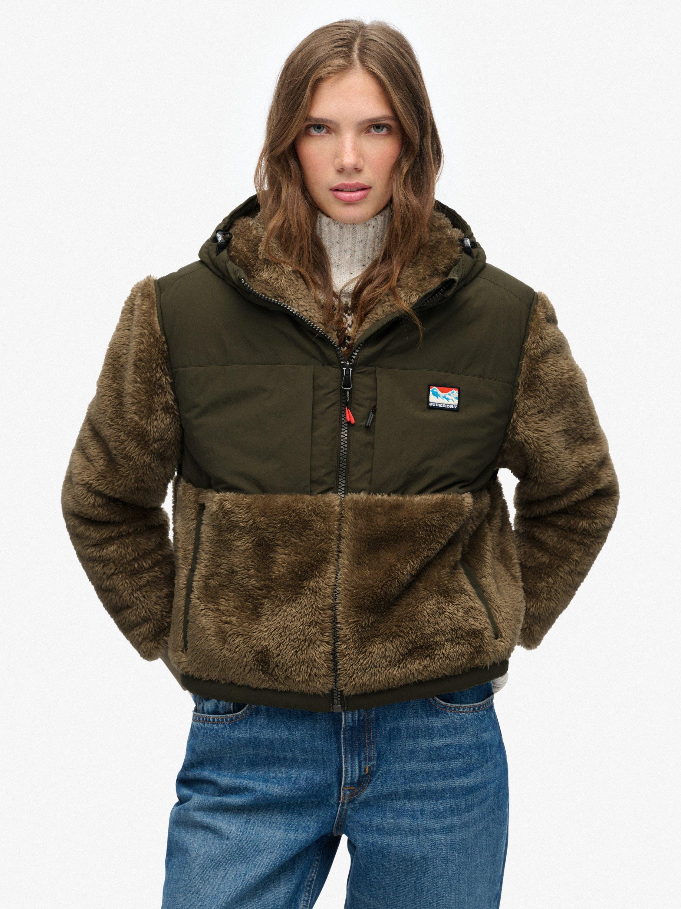 Product image 4 of 6, which shows Superdry Super Soft Hybrid Full Zip Jacket, Winter Twig Beige, 10
