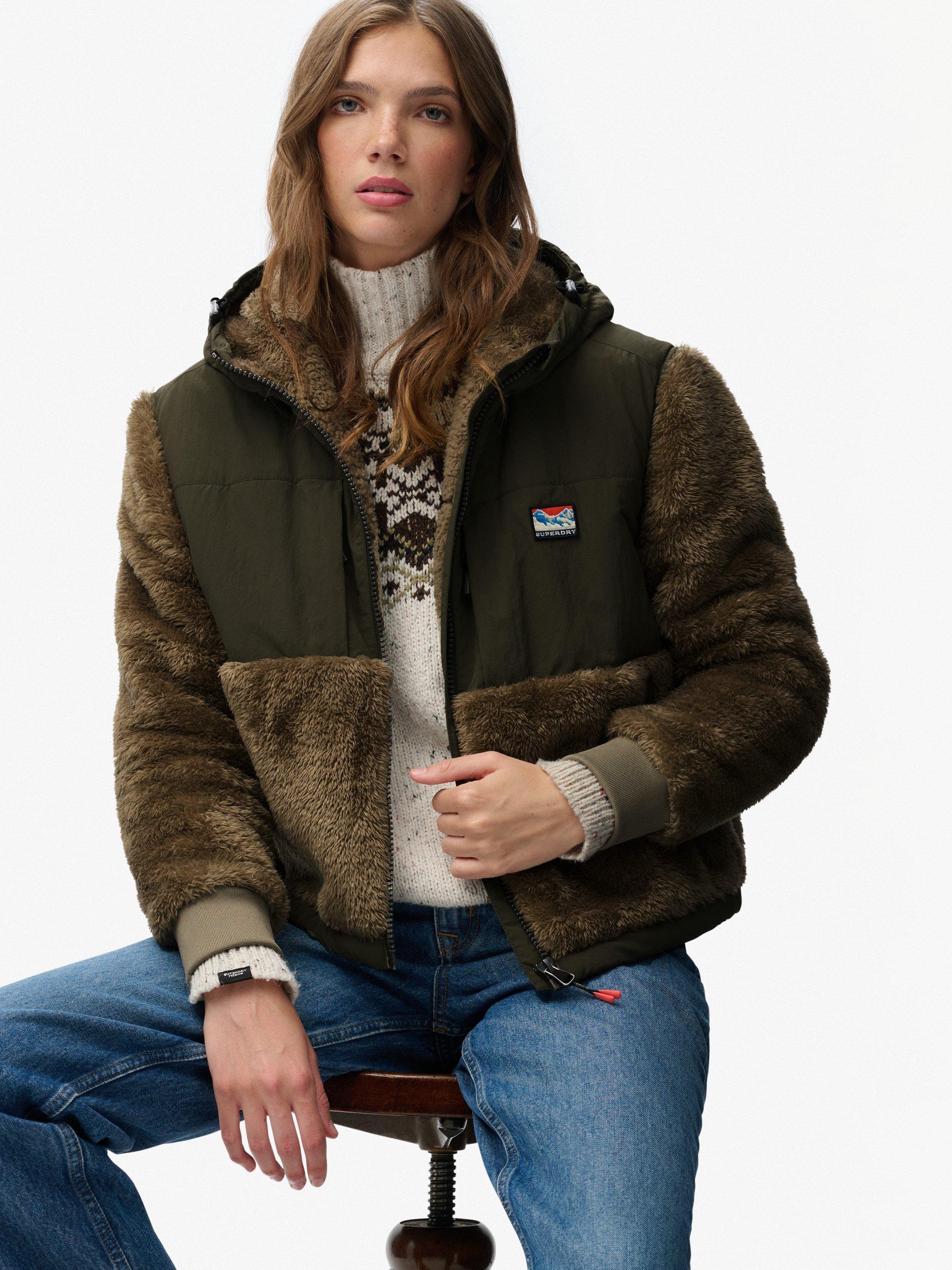 Product image 5 of 6, which shows Superdry Super Soft Hybrid Full Zip Jacket, Winter Twig Beige, 10