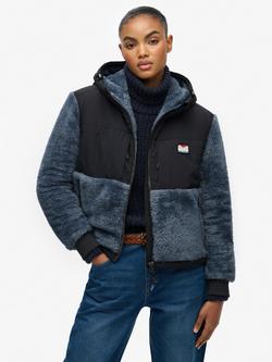 Superdry Super Soft Hybrid Full Zip Jacket, Ebony, Ebony