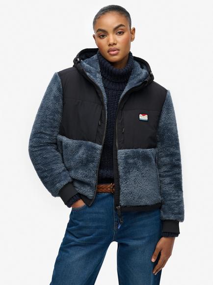 Superdry Super Soft Hybrid Full Zip Jacket, Ebony, Ebony