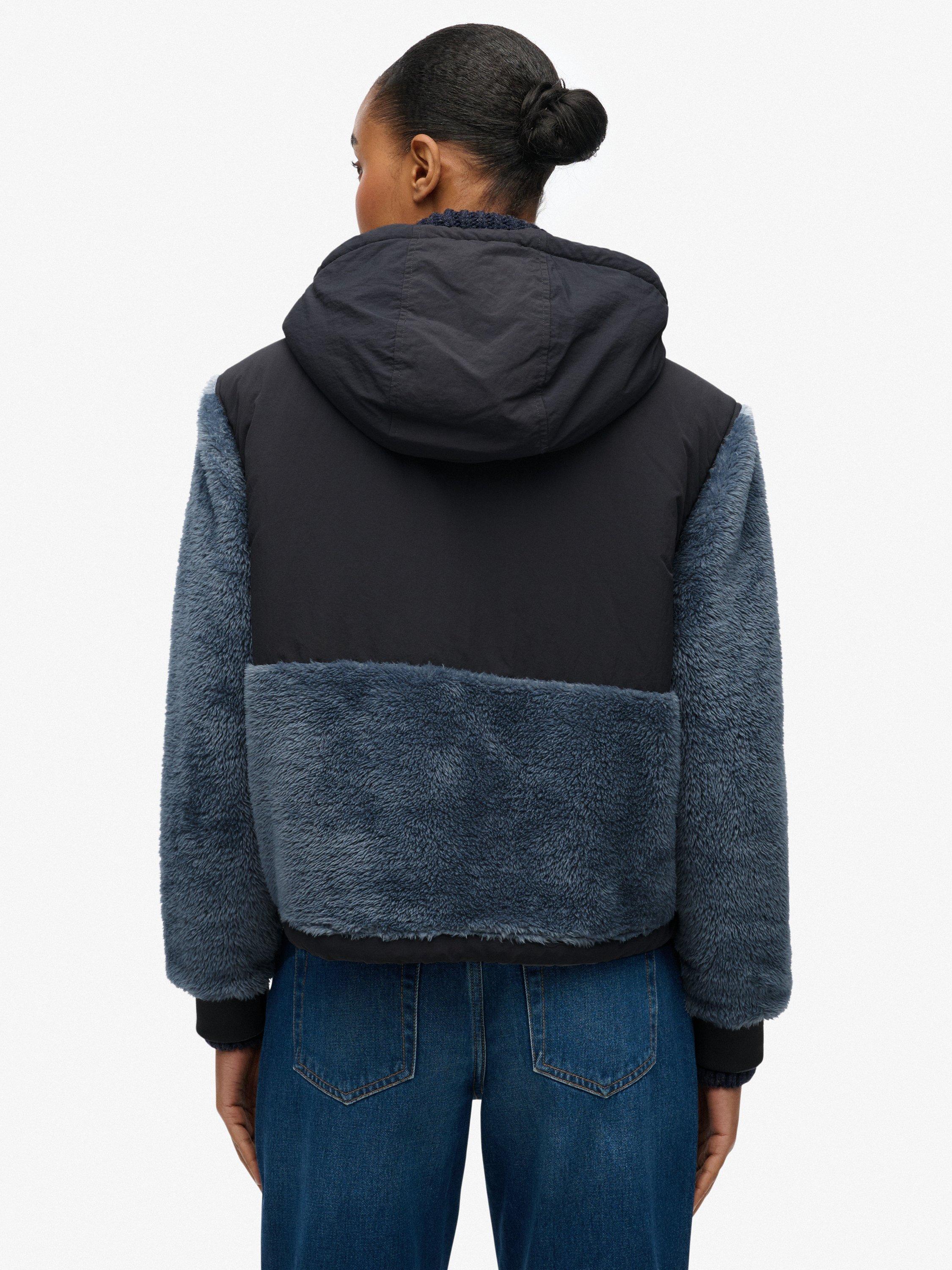 Product image 2 of 6, which shows Superdry Super Soft Hybrid Full Zip Jacket, Ebony, 12