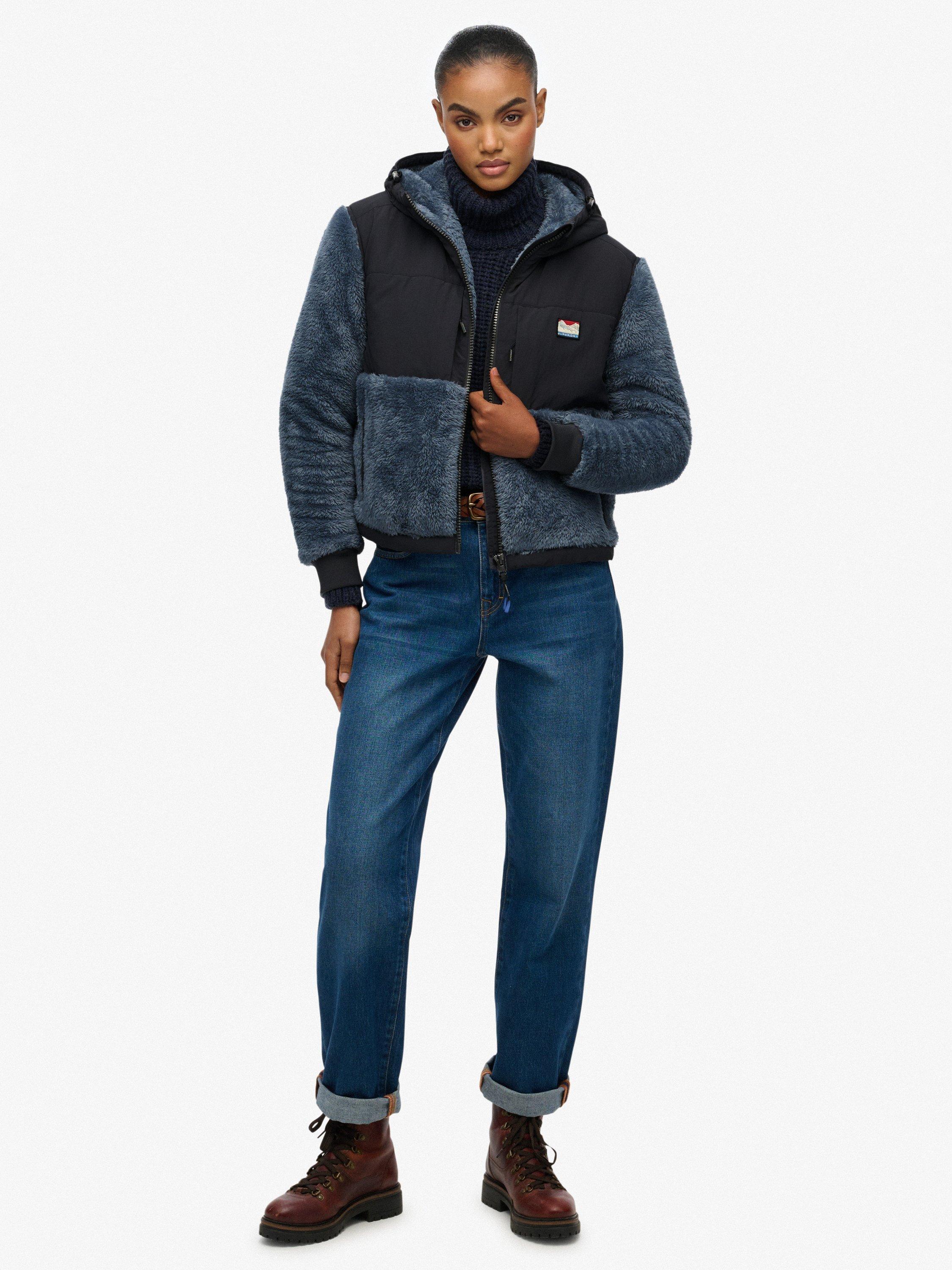 Product image 3 of 6, which shows Superdry Super Soft Hybrid Full Zip Jacket, Ebony, 12