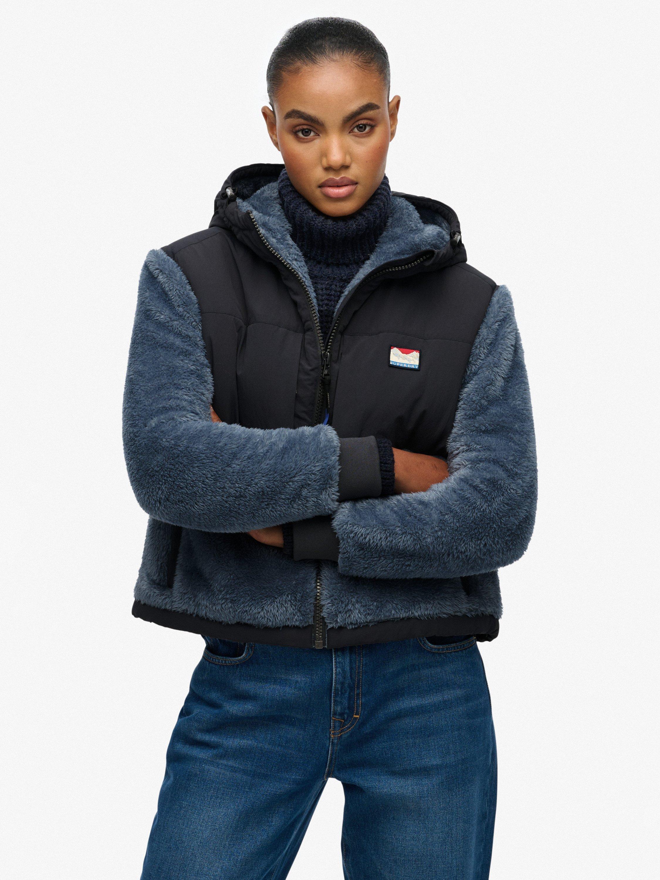 Product image 4 of 6, which shows Superdry Super Soft Hybrid Full Zip Jacket, Ebony, 12