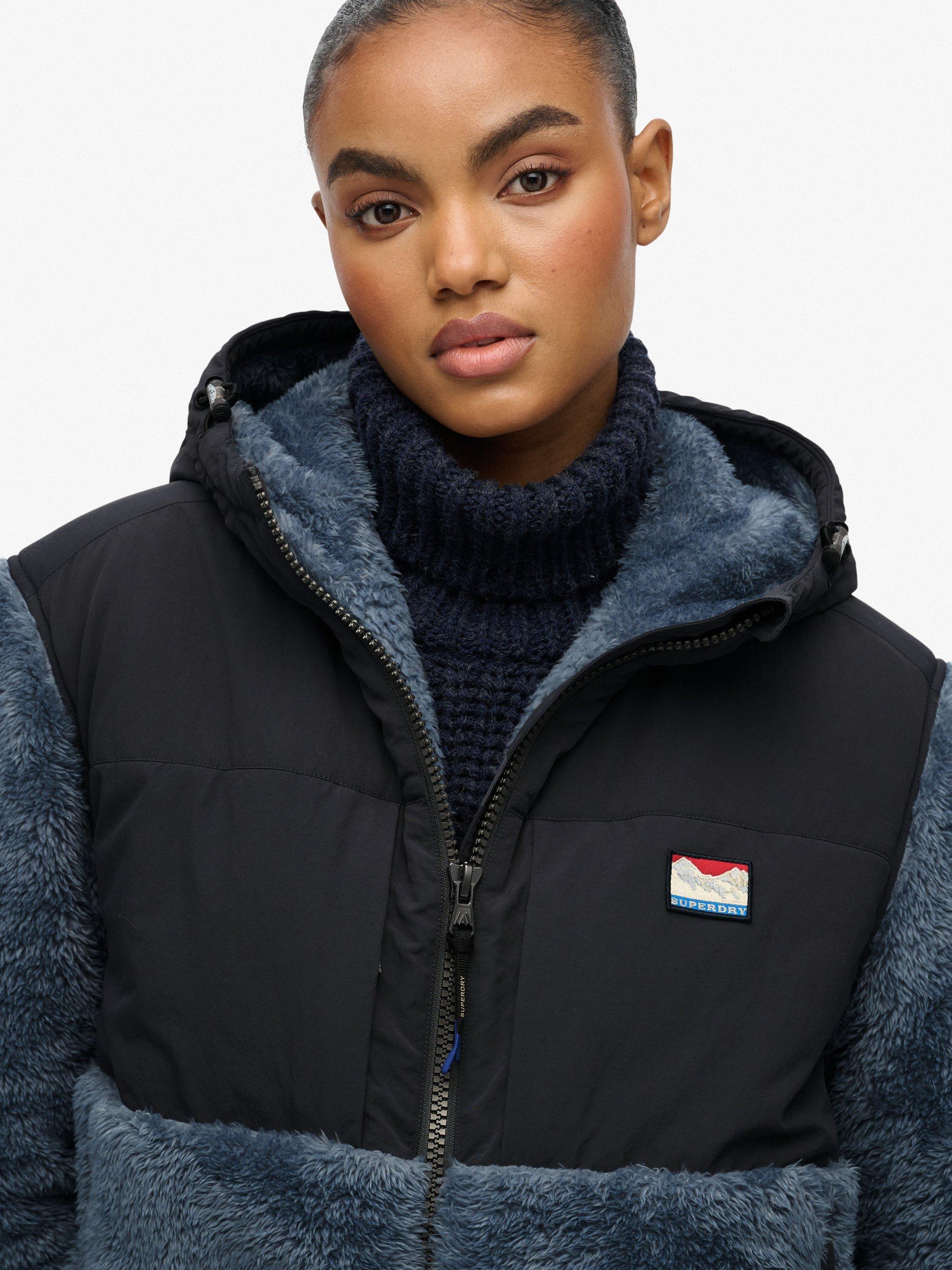 Product image 6 of 6, which shows Superdry Super Soft Hybrid Full Zip Jacket, Ebony, 12