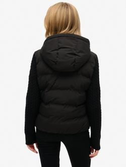 Superdry Cable Knit Sleeve Hybrid Jacket, Black - view 2, Black