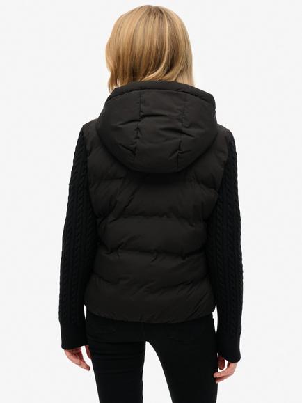 Superdry Cable Knit Sleeve Hybrid Jacket, Black - view 2, Black