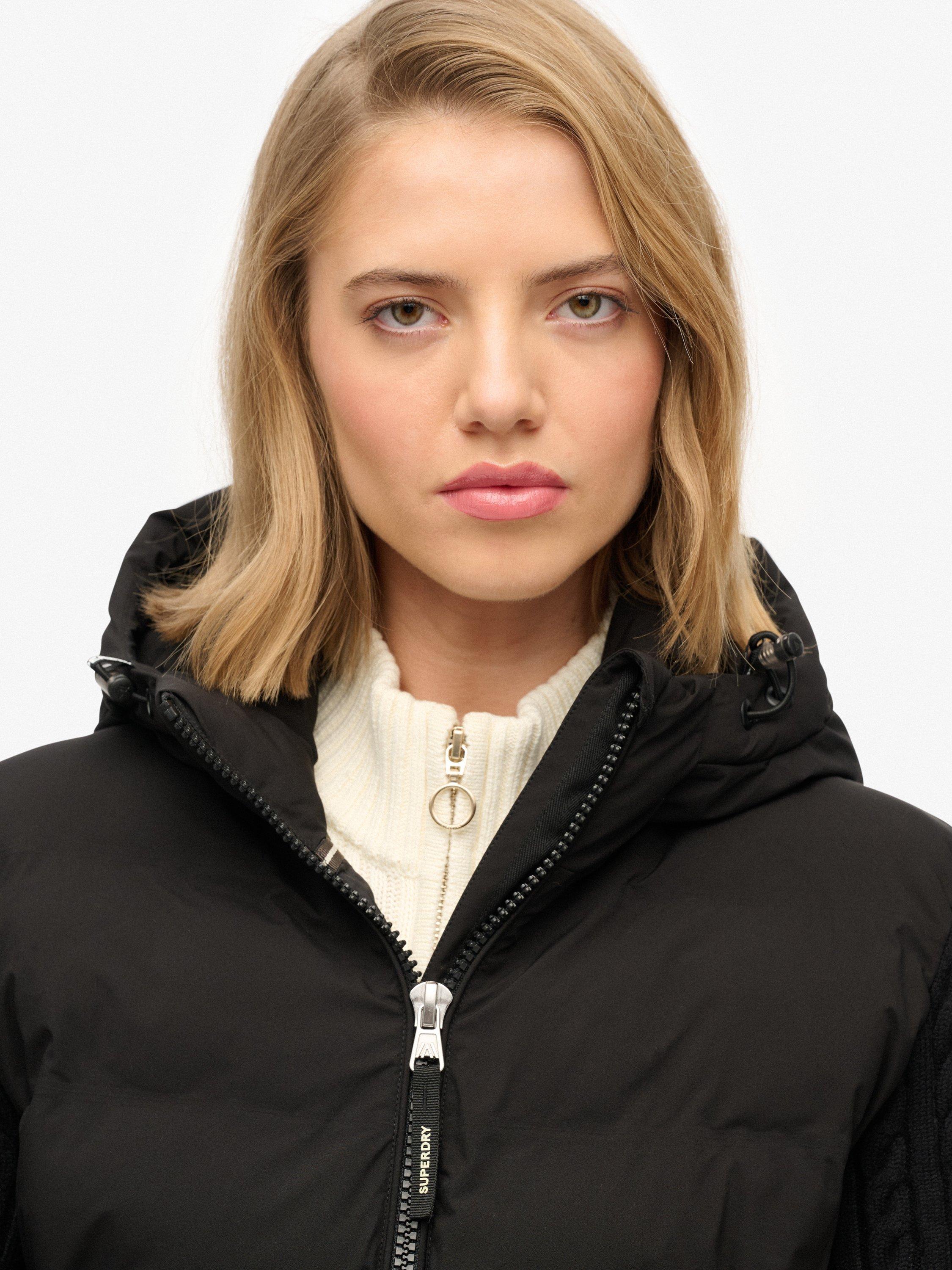 Product image 6 of 6, which shows Superdry Cable Knit Sleeve Hybrid Jacket, Black, 12