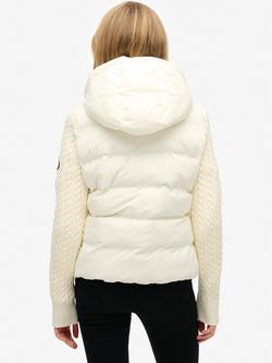 Superdry Cable Knit Sleeve Hybrid Jacket, Off White - view 2, Off White