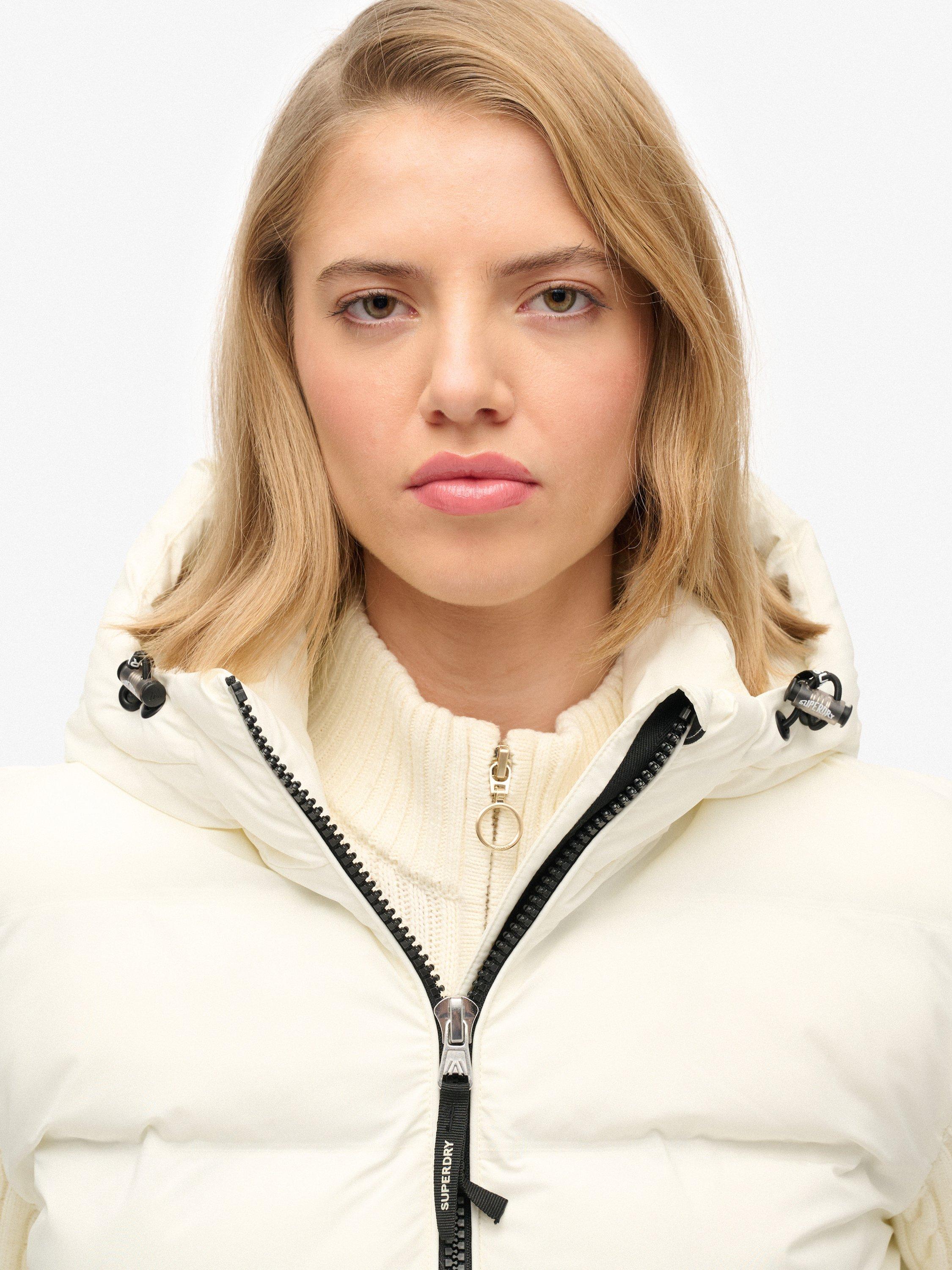 Product image 6 of 7, which shows Superdry Cable Knit Sleeve Hybrid Jacket, Off White, 10