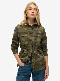 Superdry Embroidered Military Field Jacket, Green/Multi, Green/Multi