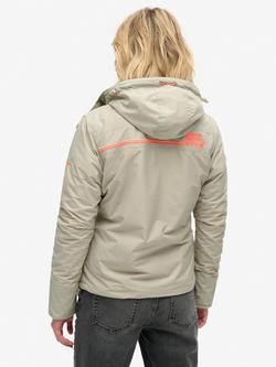 Superdry Pop Zip Hooded Arctic SD-Windcheater Jacket, Willow Grey Grid - view 2, Willow Grey Grid