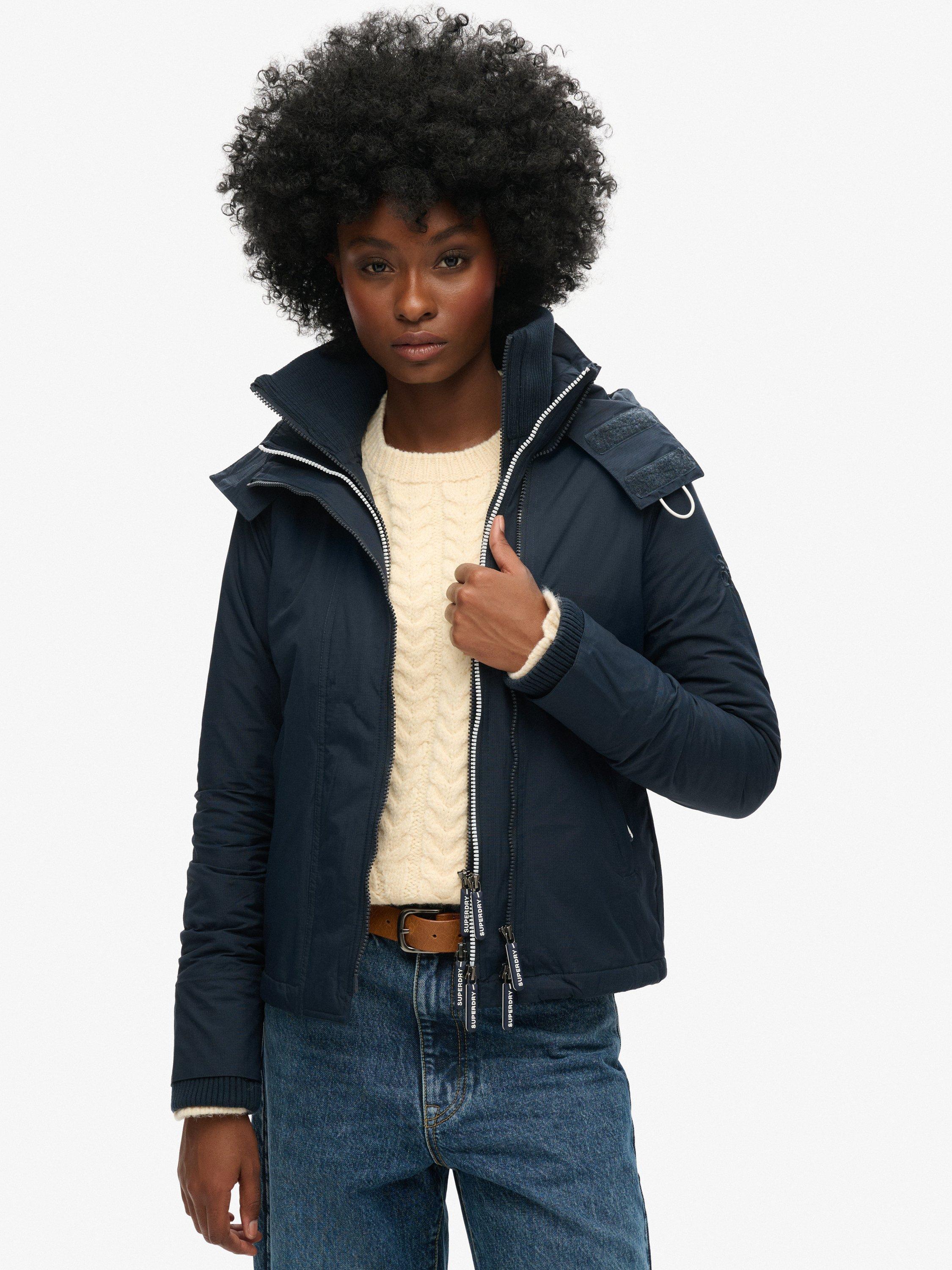 Product image 1 of 5, which shows Superdry Pop Zip Hooded Arctic SD-Windcheater Jacket, Navy, 6