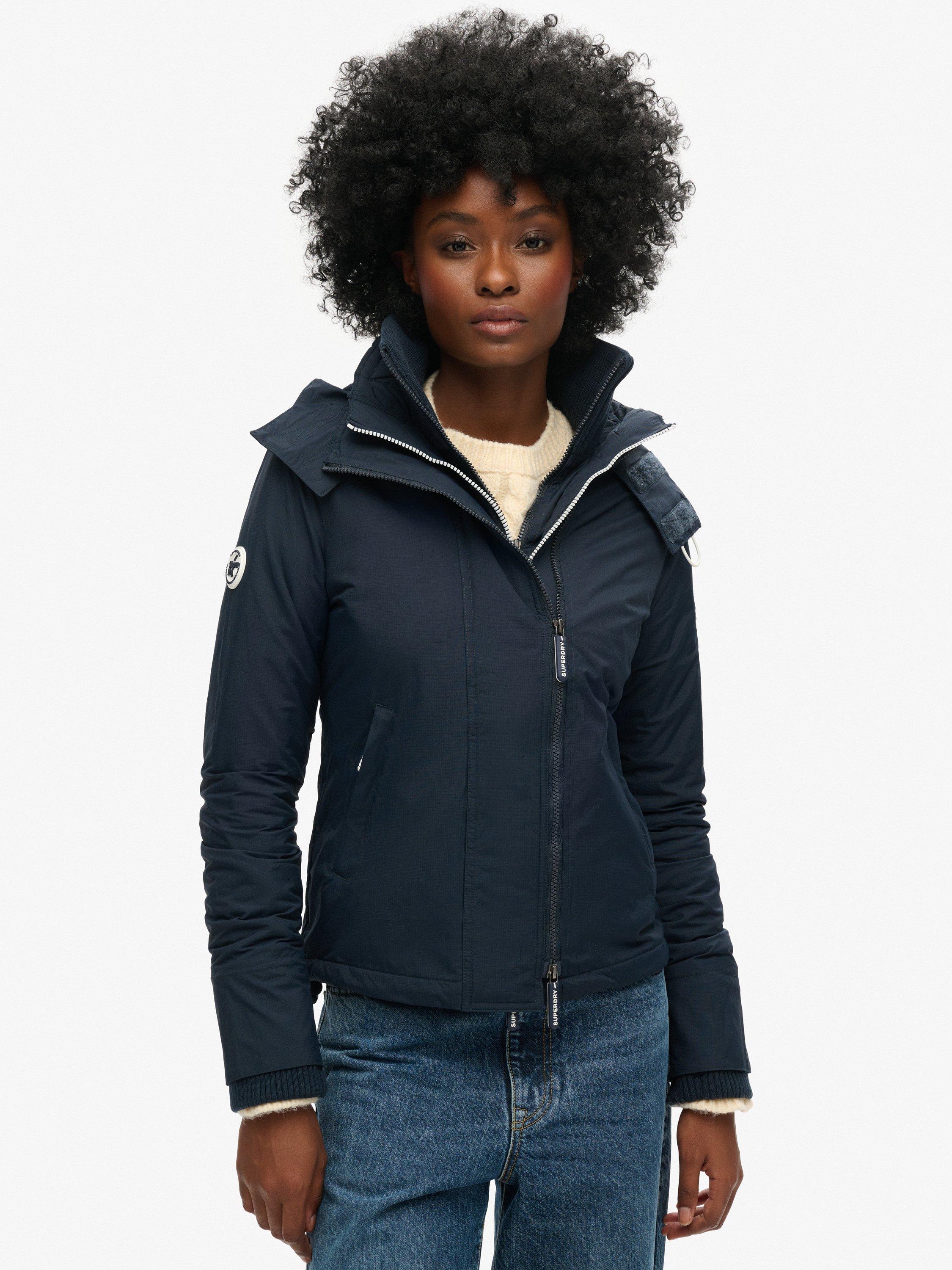 Product image 3 of 5, which shows Superdry Pop Zip Hooded Arctic SD-Windcheater Jacket, Navy, 6